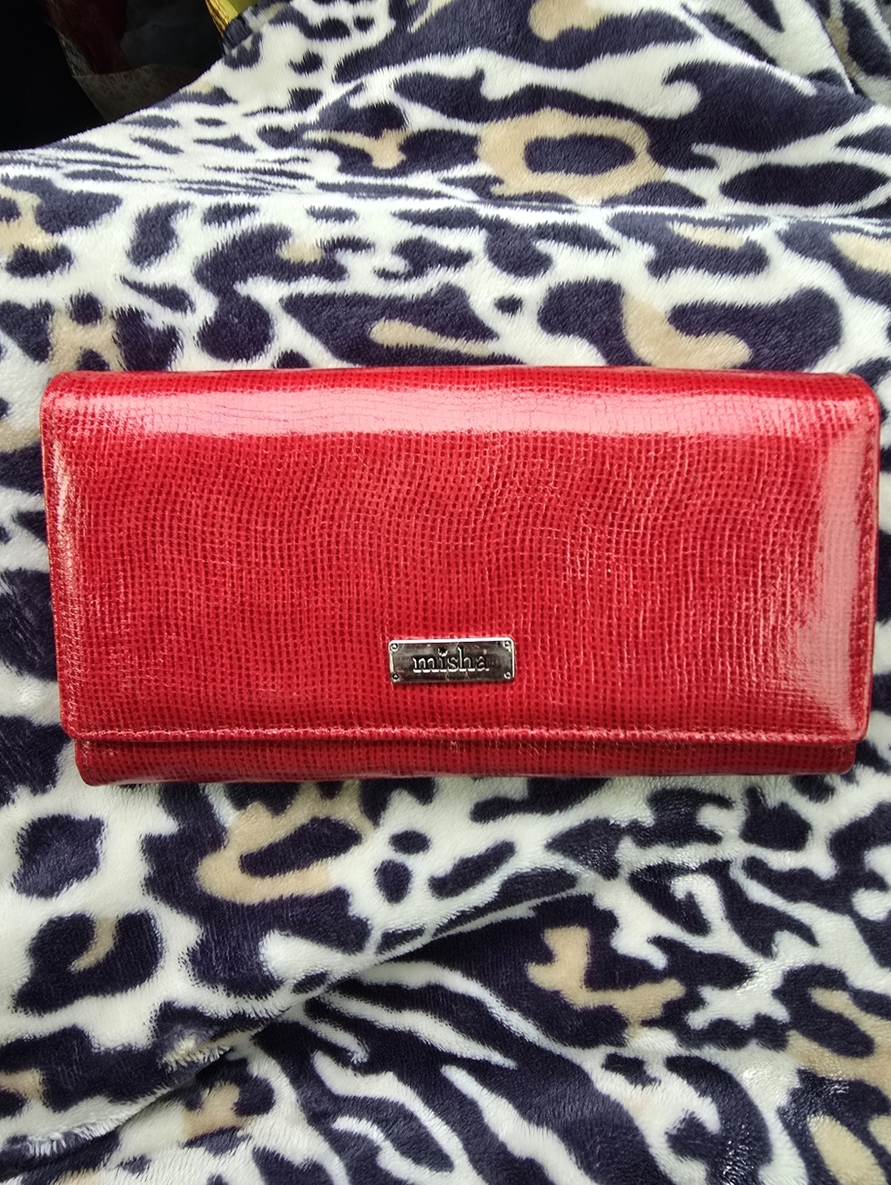 Misha Shiny Red Patent Faux Leather Clutch Wallet